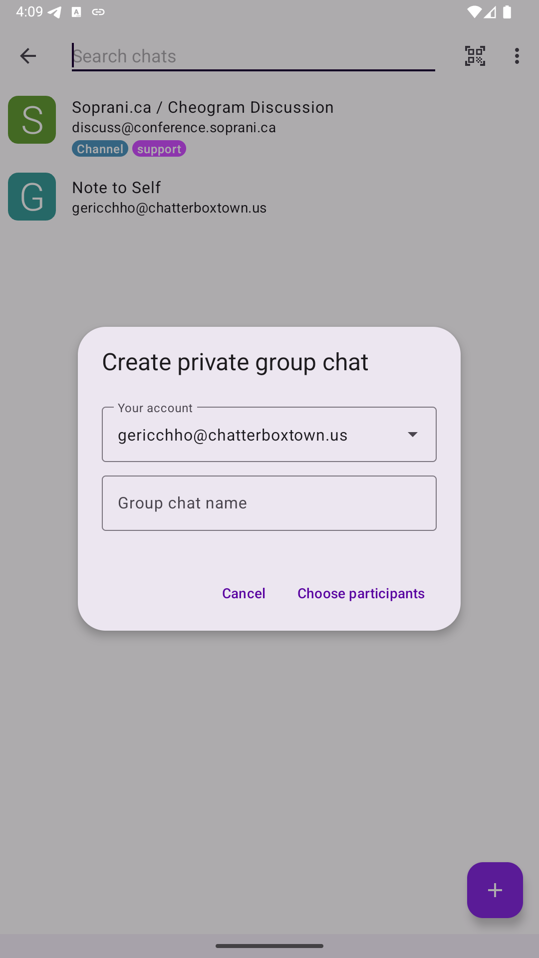 Creating a private group chat