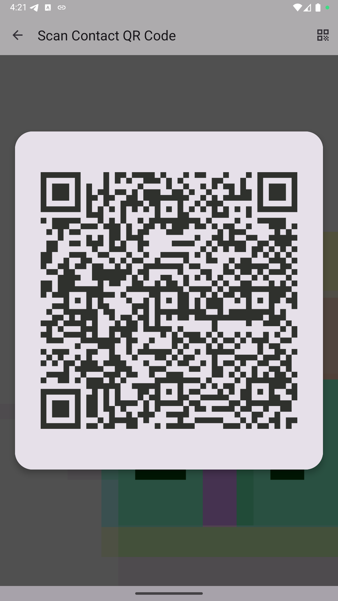 Showing a QR code to invite a contact