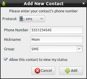 Add +15551234545@cheogram.com to your roster